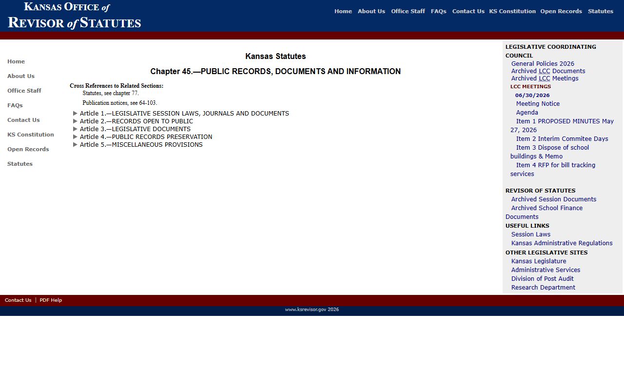 Wilson County Clerk of the District Court Kansas public records chapter source
