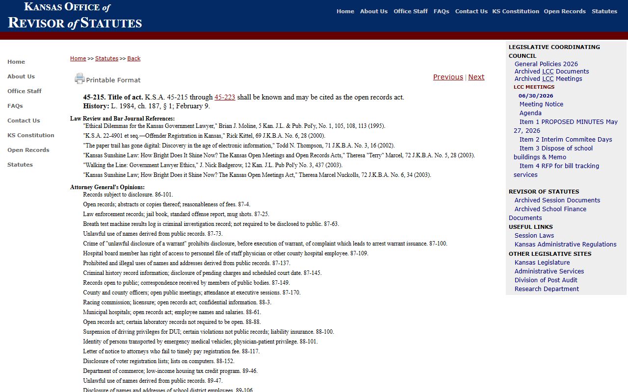 Wilson County Clerk of the District Court Kansas Open Records Act source