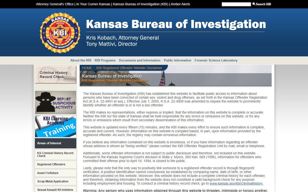 Wilson County arrest records KBI registered offender search