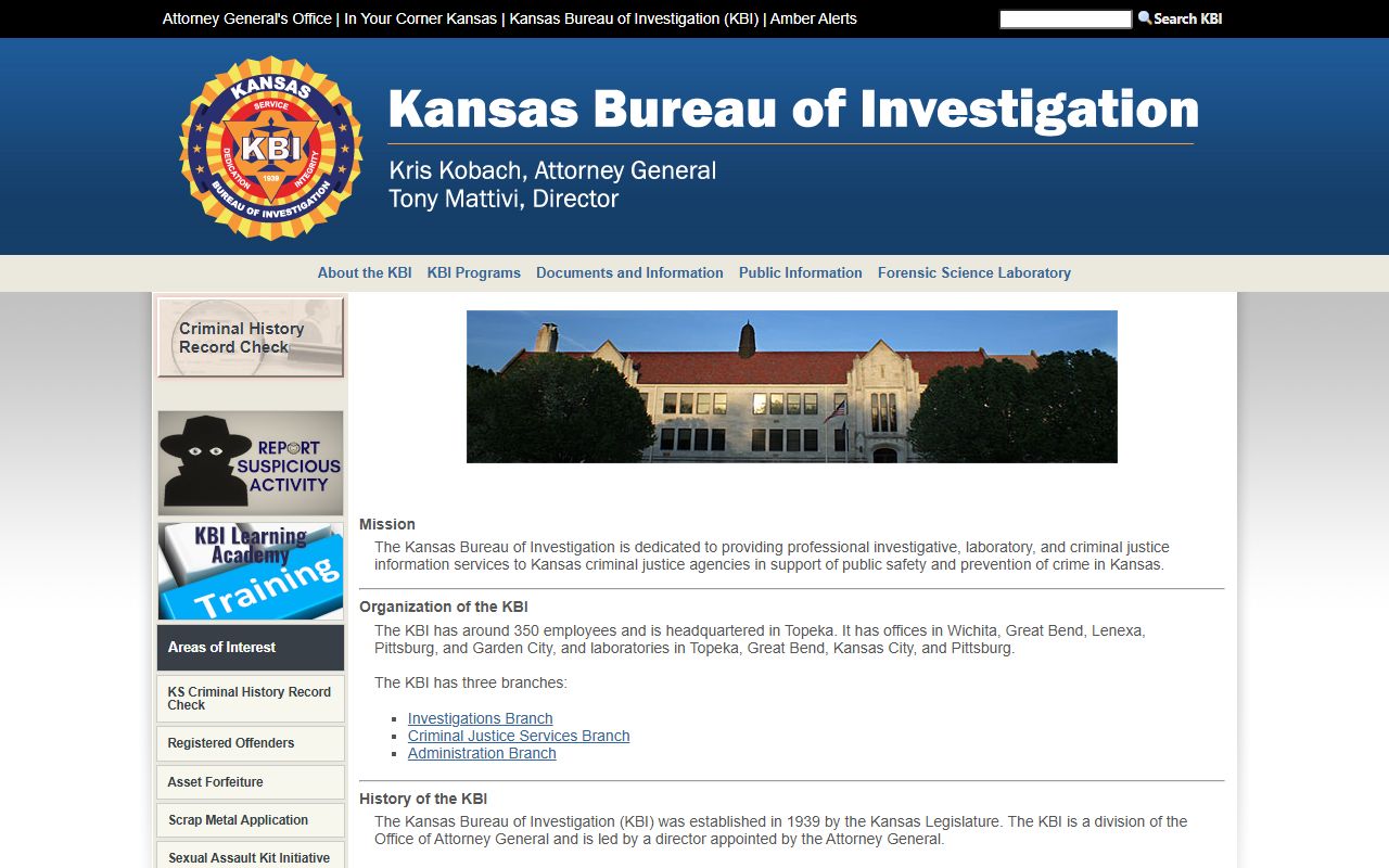 Wilson County criminal court records Kansas Bureau of Investigation home page