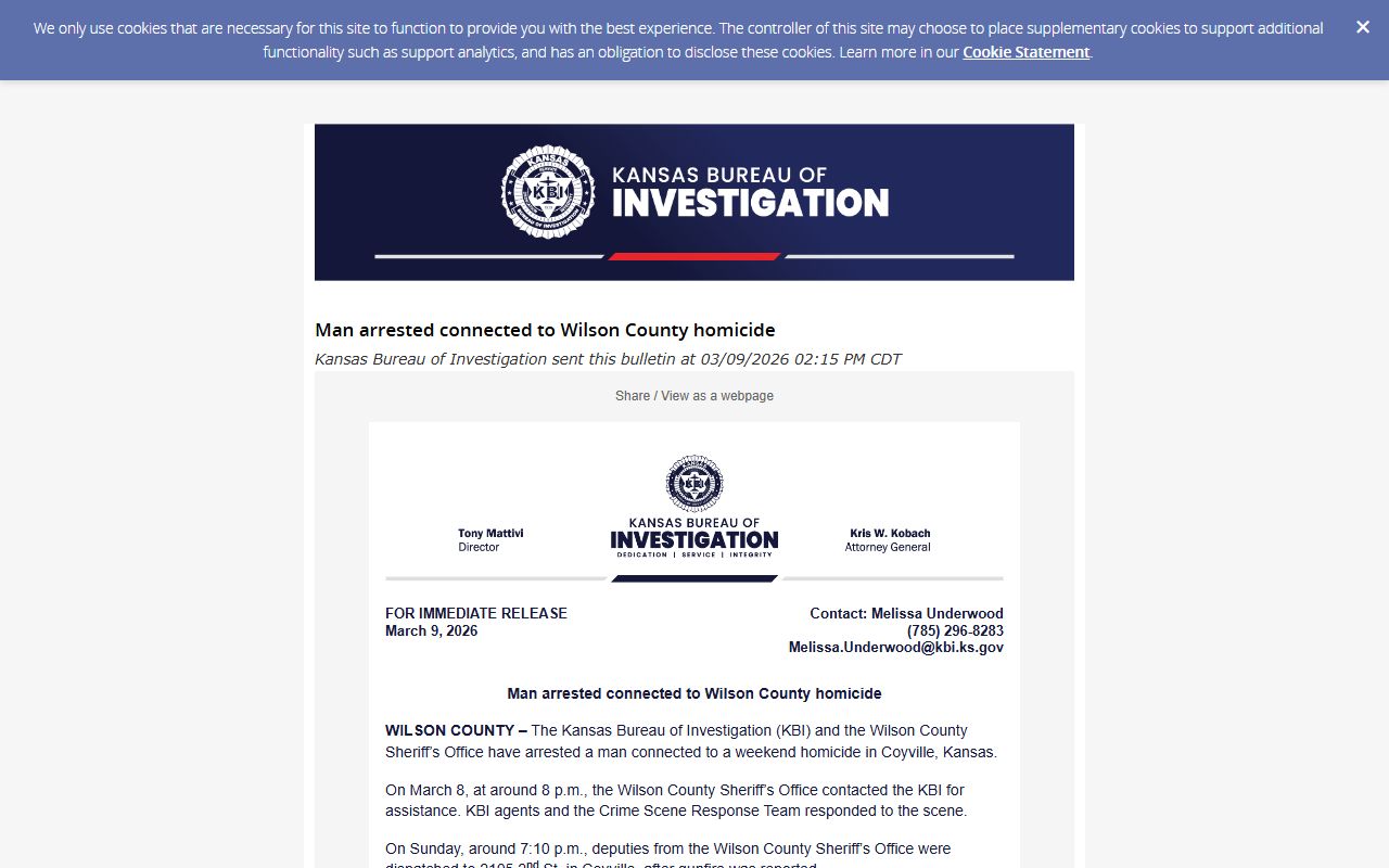 Wilson County criminal court records KBI Wilson County arrest bulletin