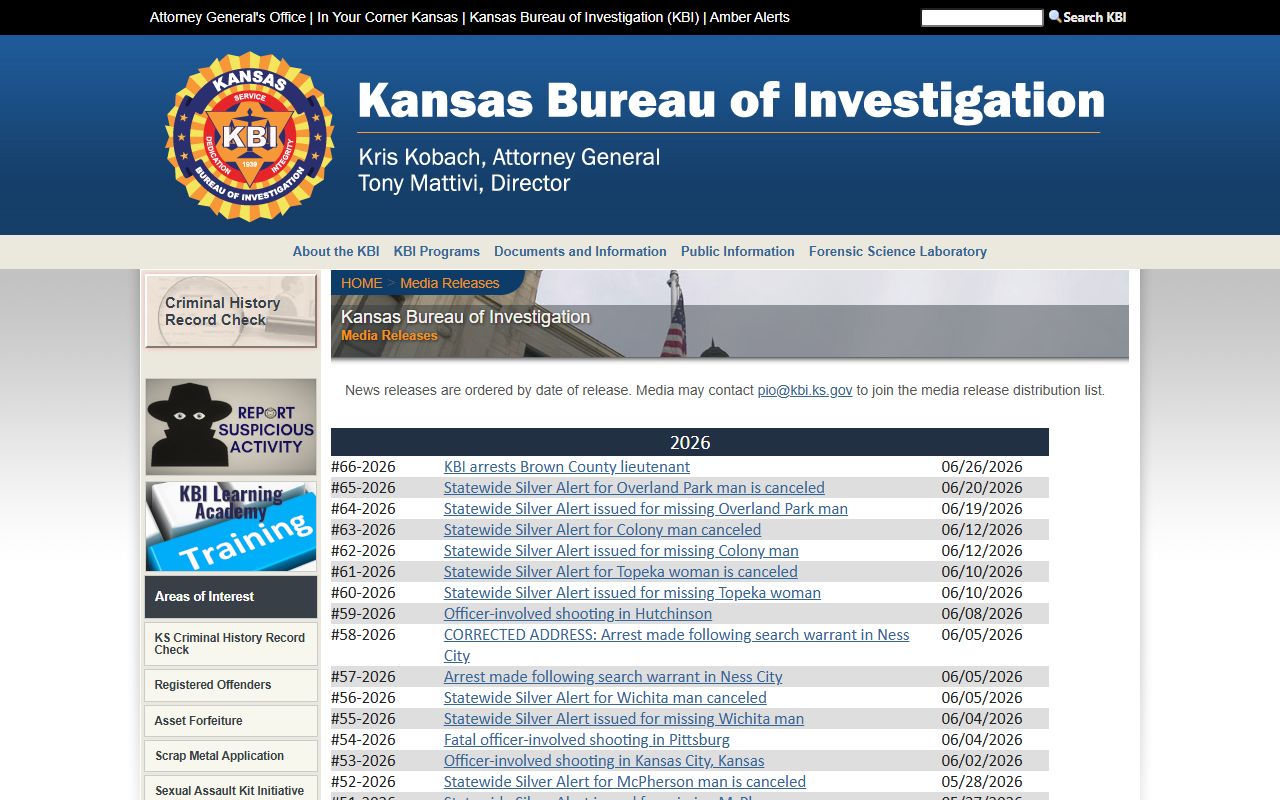 Wilson County criminal court records KBI media releases