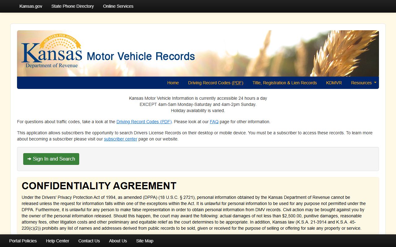 Wilson County inmate records Kansas motor vehicle record context