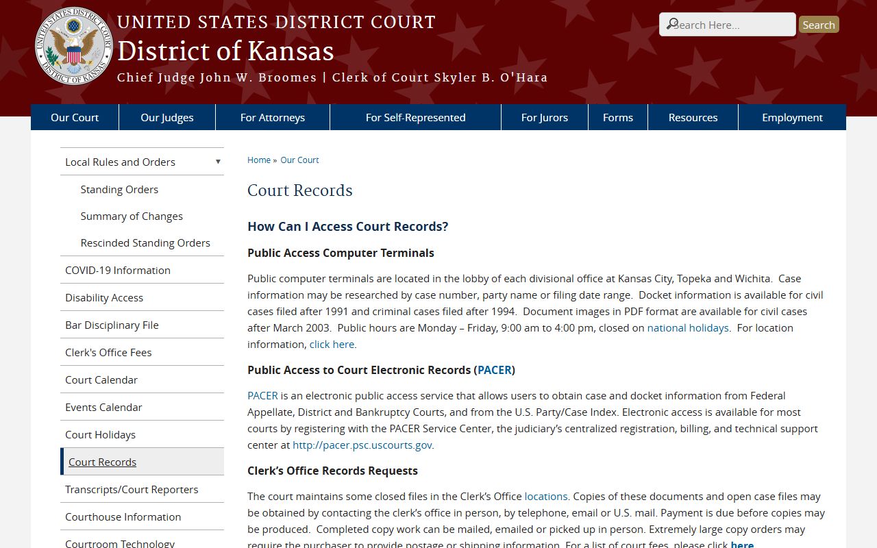 Wilson County warrant records federal Kansas court records page